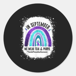 In September We Wear Teal Purple Suicide Preventio Classic Round Sticker