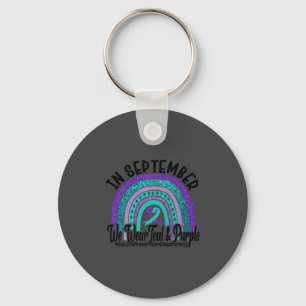 In September Wear Teal And Purple Rainbow Suicide  Keychain