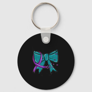 In September Wear Teal Purple Suicide Prevention B Keychain