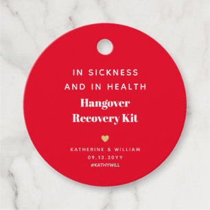 In Sickness and Health Hangover Recovery Kit Red Favor Tags