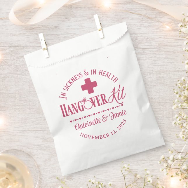 In Sickness & Health Funny Wedding Hangover Kit Favor Bag (Clipped)
