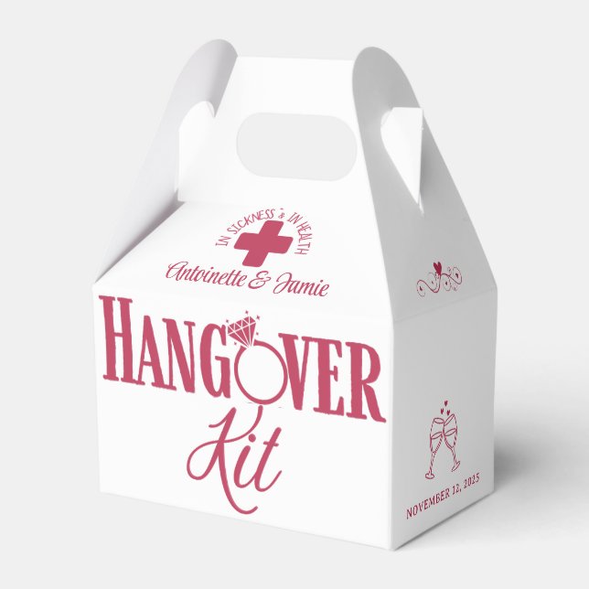 In Sickness & Health Wedding Hangover Kit Favor Boxes (Front Side)