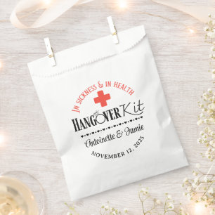 In Sickness & Health Wedding Hangover Kit Red Blk Favor Bag