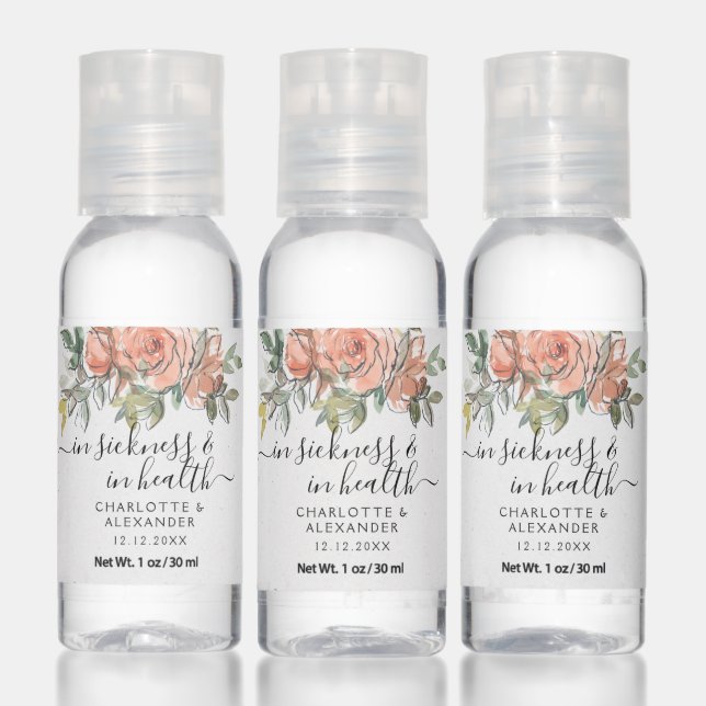 In Sickness & in Health Floral Names Wedding Hand Sanitizer (Set)