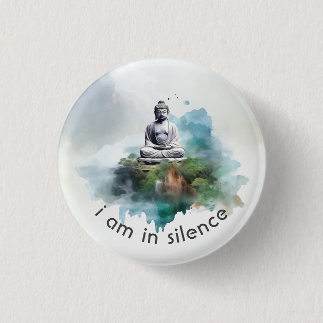 In Silence Buddha Meditation Button for Retreat #1 (Front)