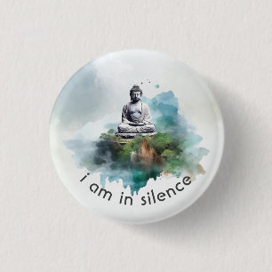 In Silence Buddha Meditation Button for Retreat #1