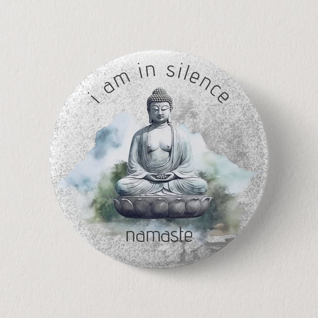 In Silence Buddha Meditation Button for Retreat #2 (Front)