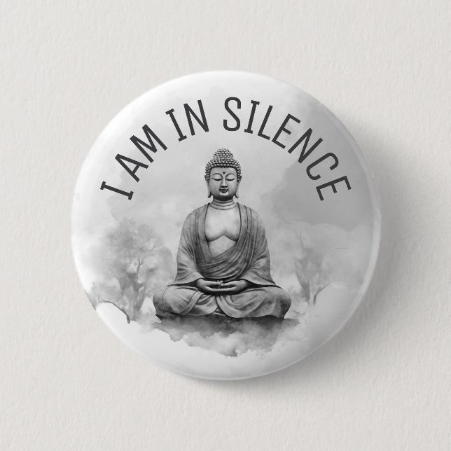 In Silence Buddha Meditation Button for Retreat #6 (Front)