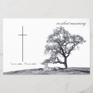 In silent mourning - tree on meadow