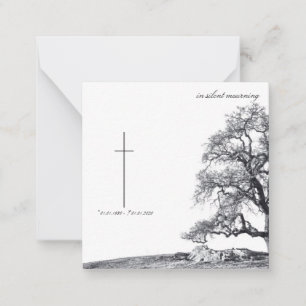 In silent mourning - tree on meadow note card