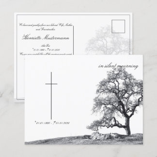 In silent mourning - tree on meadow postcard