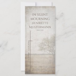 In silent mourning - tree on meadow vintage