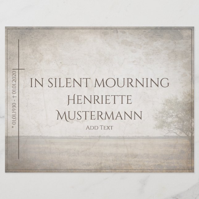 In silent mourning - tree on meadow vintage (Front)