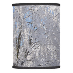 in snow, white trees in winter lamp shade