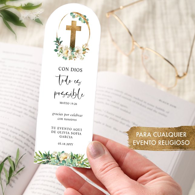In Spanish, Baptism First Communion Bookmark Favor (Creator Uploaded)