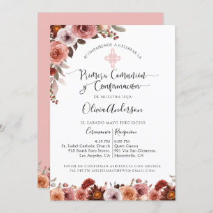 In Spanish, First Communion & Confirmation Floral Invitation