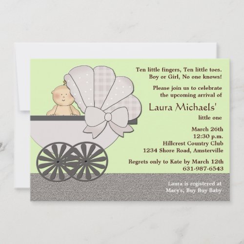 In Suspense Green - Baby Shower Invitation