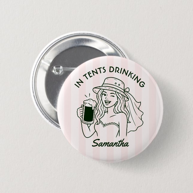 In Tents Drinking Camp Bride Bachelorette Weekend Button (Front & Back)
