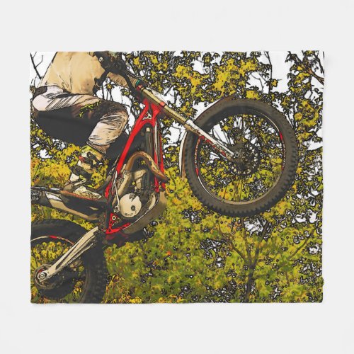 In the Air _ Dirt Bike Racer Fleece Blanket