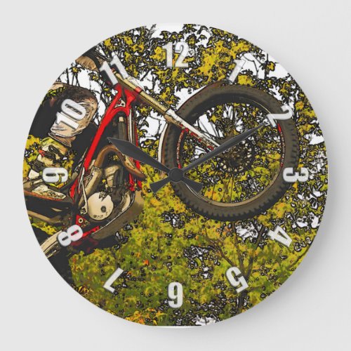 In the Air _ Dirt Bike Racer Large Clock