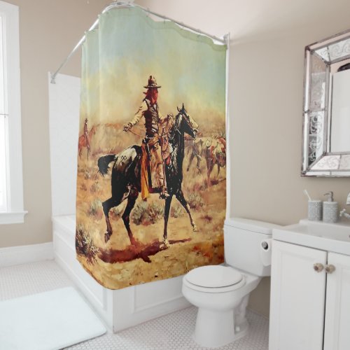 In the Alkali Western Art by Charles M Russell Shower Curtain