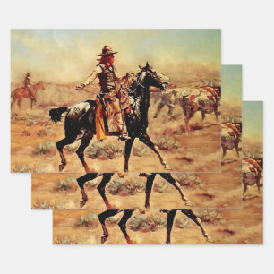 “In the Alkali” Western Art by Charles M Russell Wrapping Paper Sheets