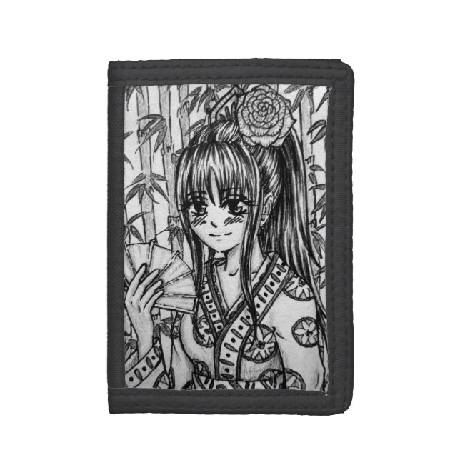 In the Bamboo-Mangaprinzessin in the Kimono Trifold Wallet (Front Vertical)