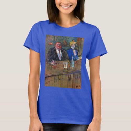 In The Bar by Toulouse Lautrec Vintage Fine Art T_Shirt