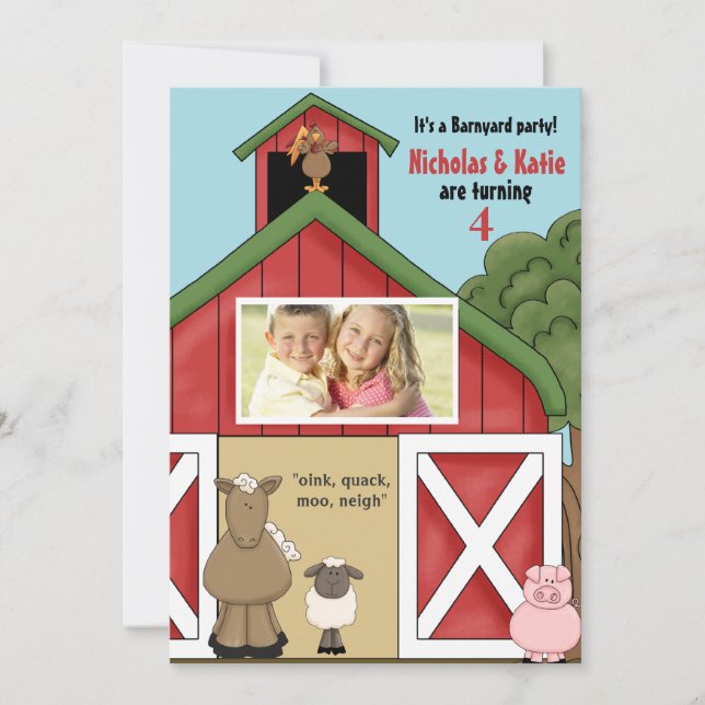 In the Barn Photo Birthday Party Invitation (Front)