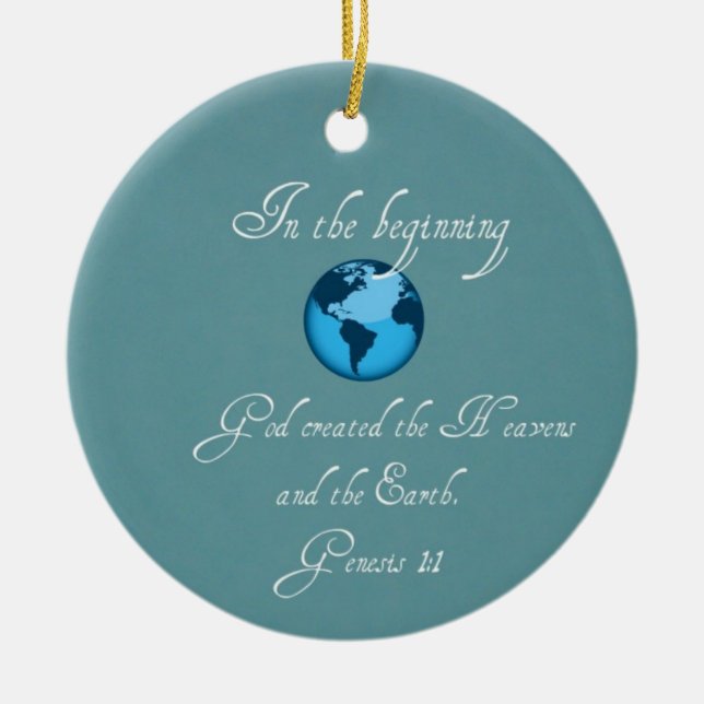 In the beginning... ceramic ornament (Front)
