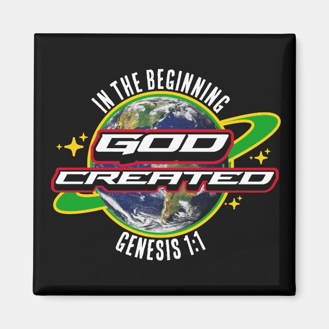 IN THE BEGINNING GOD Christian Earth Day Magnet (Front)