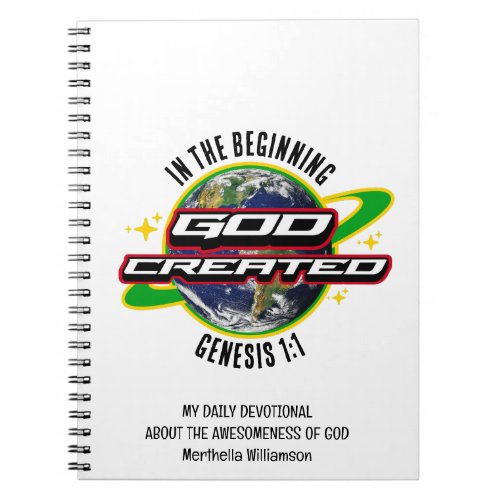 IN THE BEGINNING GOD Christian Earth Day Notebook