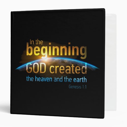 In The Beginning GOD Created Christian Faith Verse 3 Ring Binder
