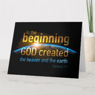 In The Beginning GOD Created Christian Faith Verse Letterpress Thank You Card