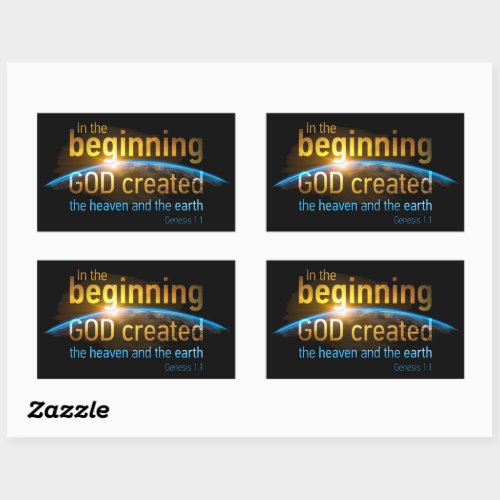 In The Beginning GOD Created Christian Faith Verse Rectangular Sticker