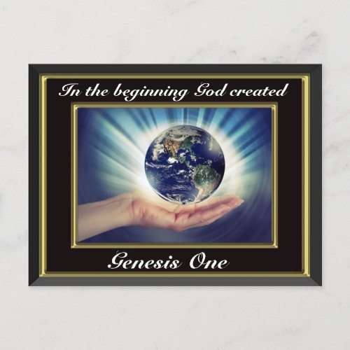 In the beginning God created Genesis 1 Planet Bl Postcard