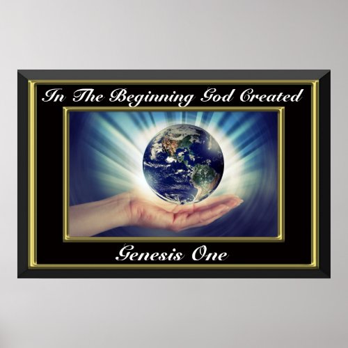 In the beginning God created Genesis 1 Planet Poster