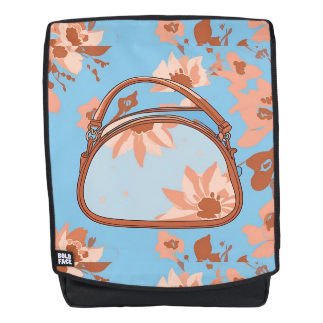 In the Blue Floral Sky Purse AI art  Backpack (Front)