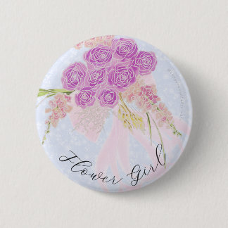 In the Blue- Pink bow Bouquet flower girl  Button