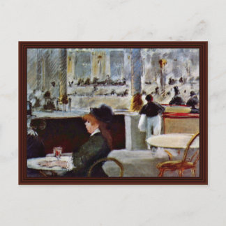 In The Café By Manet Edouard Postcard