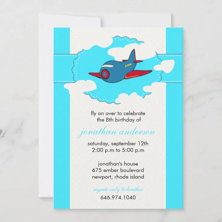 In the clouds -airplane birthday invitations -1 | Zazzle