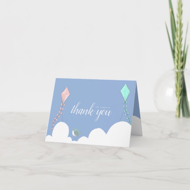 in the clouds baby shower thank you card (Front)