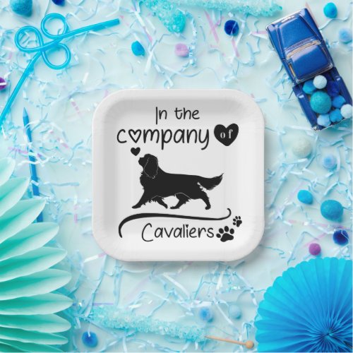 In the Company of Cavaliers Square Sticker Paper Plates