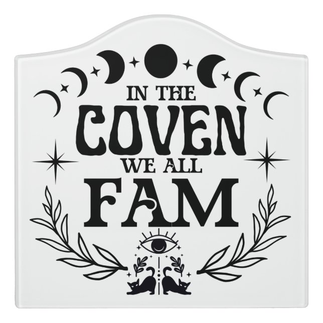 In the Coven We All Fam Gift Door Sign (Large Crest Front)