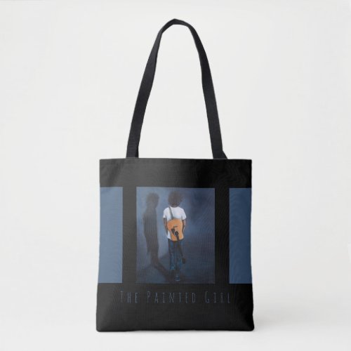 In the Dark of Morning blue and black tote bag