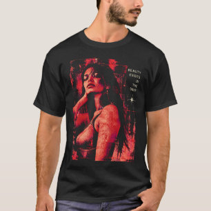 IN THE DARK — Red Nightlife Fashion Portrait T-Shirt