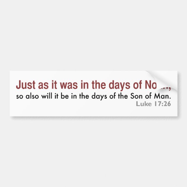In the Days of Noah (white, version 2) Bumper Sticker (Front)