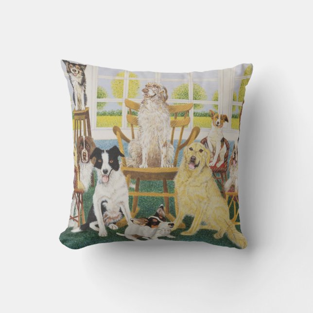 In the Dog House Throw Pillow (Front)