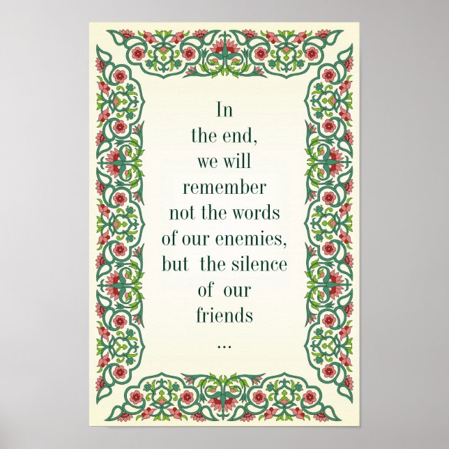 In  the end,  we will  remember  not the words  of poster (Front)