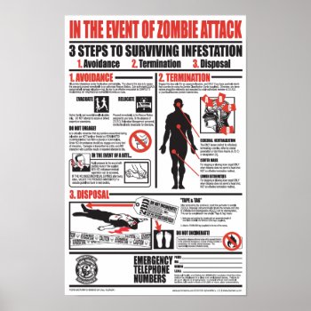 In The Event Of Zombie Attack Poster by fearwerx at Zazzle